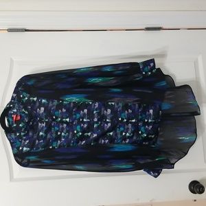 Kirna Zabete Vibrant Sheer Long Sleeve Button D…